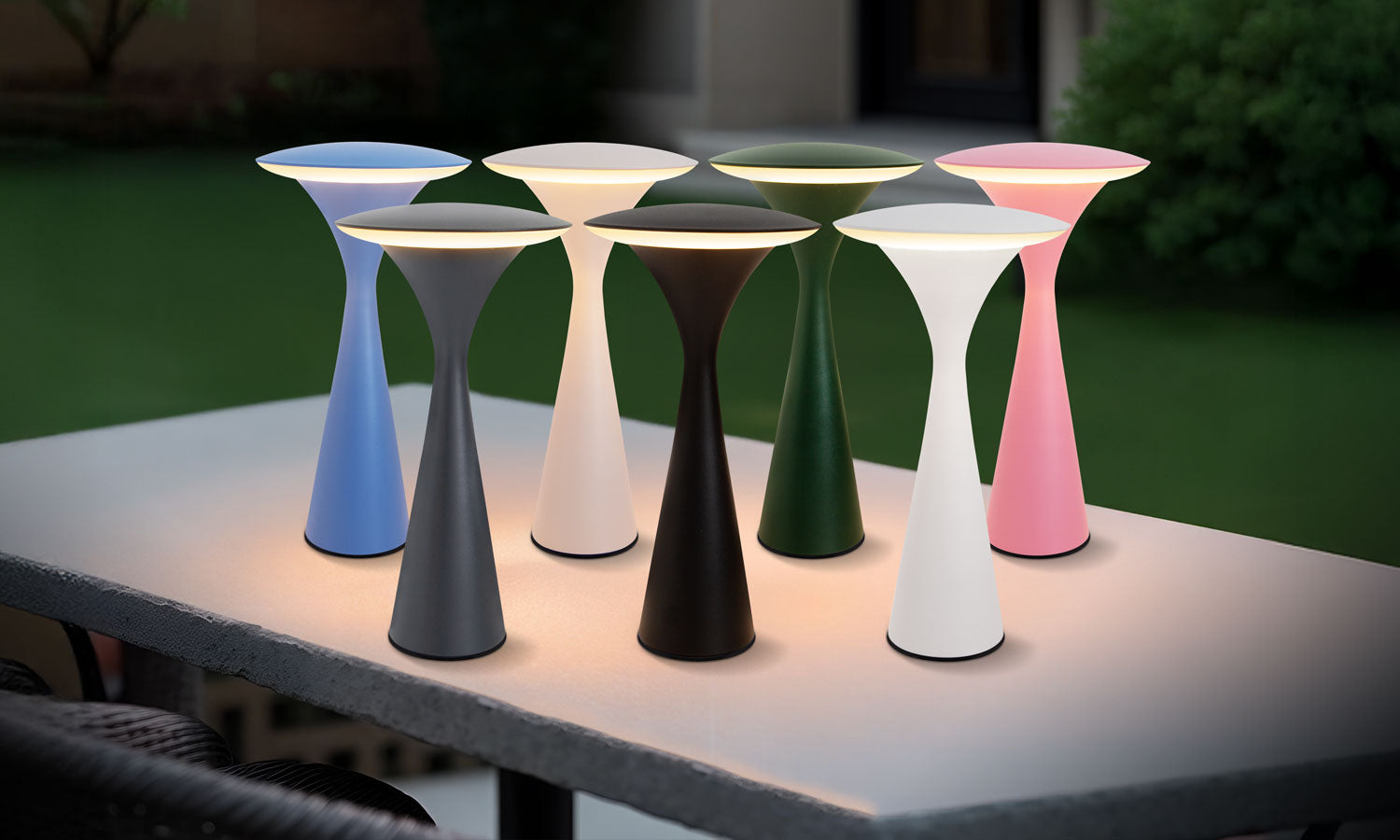 8 seasons design, Tischlampe, Akku, USB, kabellos, Innen, Außen