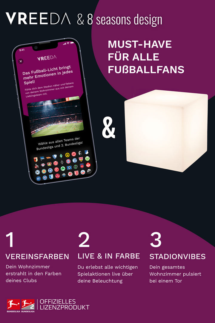 Leuchtwürfel Shining Cube inkl. MIKA Fußball-Licht