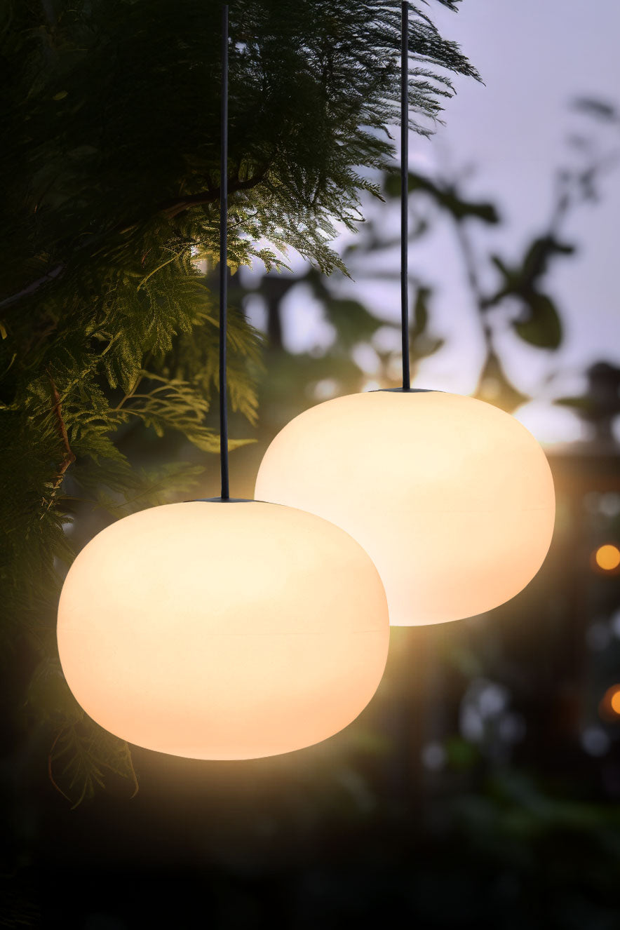 2er Solar dimmbare Solar-Hängelampe 23cm Glowing Elegance - weiß, warmweiß - außen & innen - mit Timer - inkl. Fernbedienung