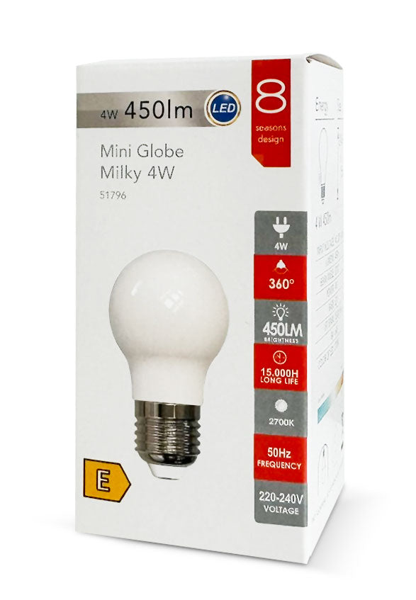 LED Birne Mini Globe Milky 4W