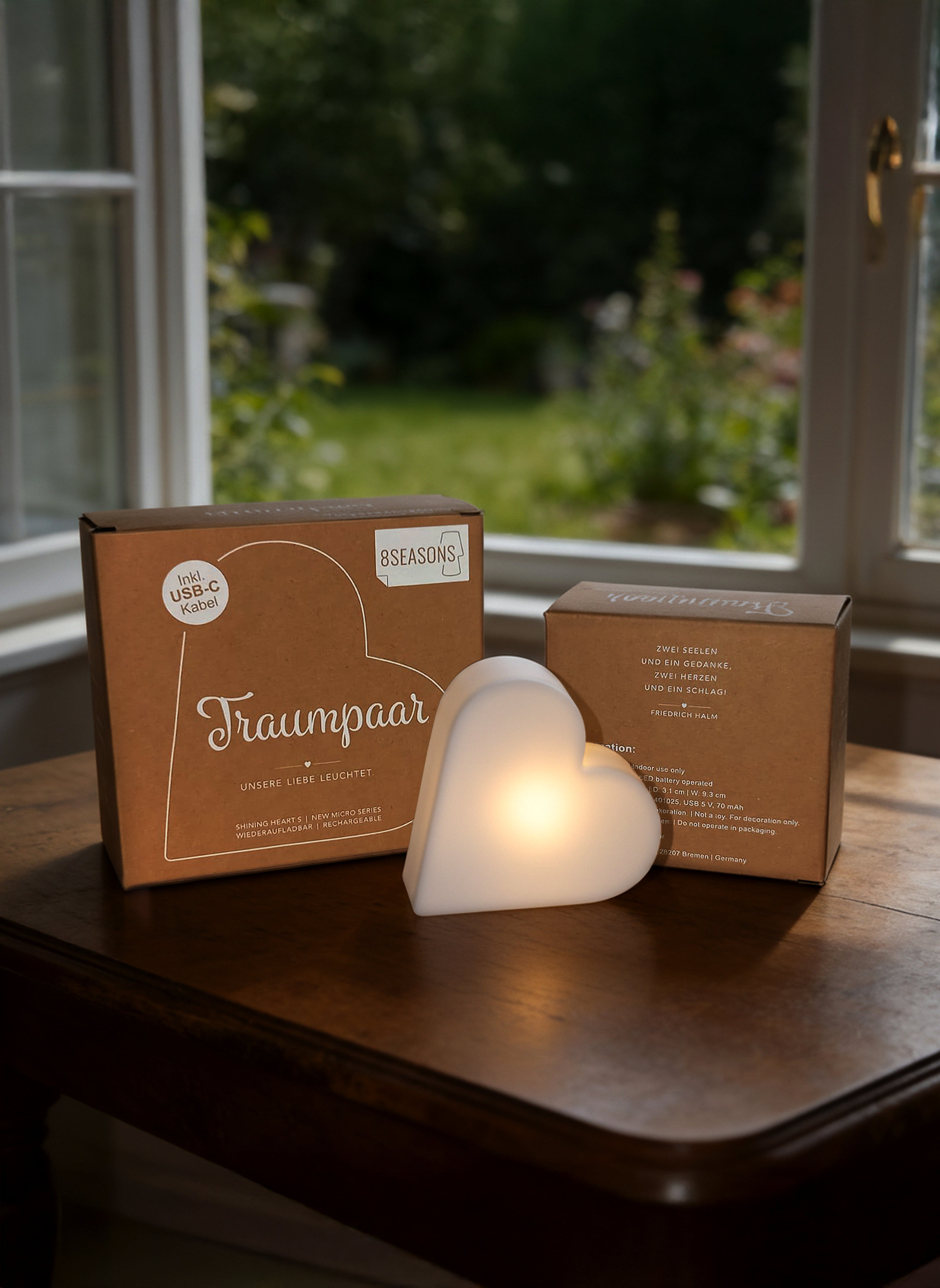 Tischlampe "Traumpaar" Shining Heart Micro USB-C