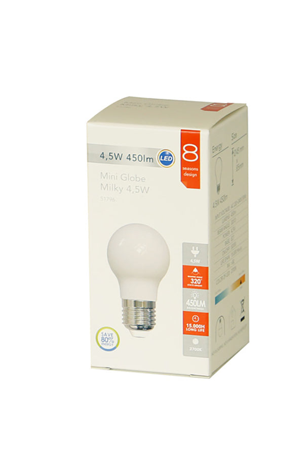 LED Birne Mini Globe Milky 4,5W