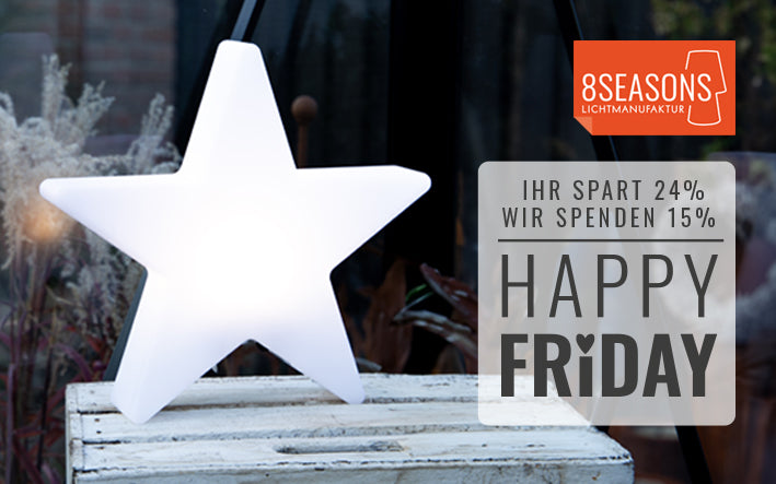 8 seasons design, Spendenaktion, Happy Friday, Sparen und Spenden